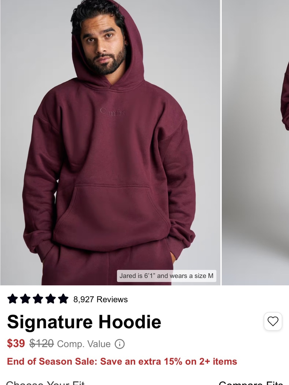 Comfrt Signature Hoodie and Sweatpant Set Maroon 2XL